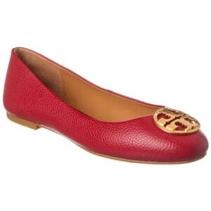 New Tory Burch Red Leather Chelsea Ballet Flat In Red Size 8